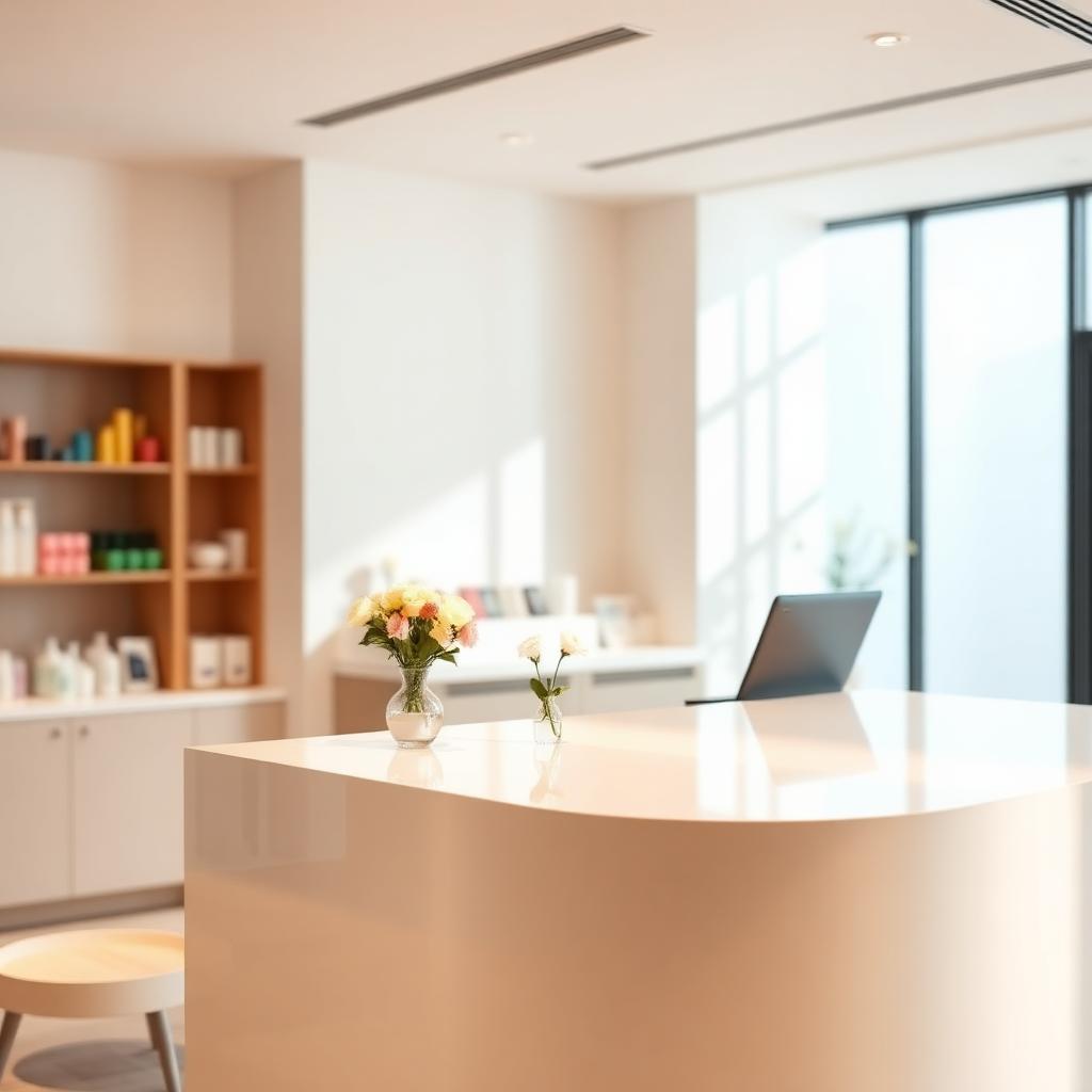 NFC-bordje op de balie van een beautysalon